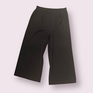 XL Black Wide-Leg Pull On Pants Trousers Lightweight Officewear Petite